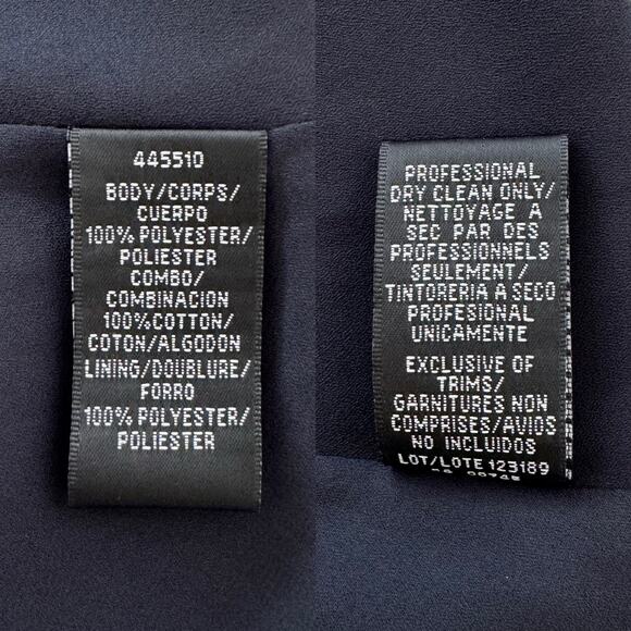 Monique Lhuillier ML Navy Satin Dress High-Low Long Sleeve V-Neck 4 NWT - Picture 15 of 16